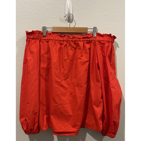 J. CREW Off Shoulder Red Long Sleeve Blouse - Picture 2 of 5